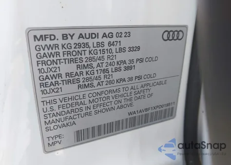 2023 Audi Q8 Premium 55 Tfsi Quattro Tiptronic from USA, damaged, VIN WA1AVBF1XPD019511